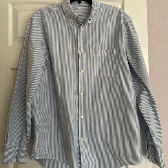 Zara Men's Large - Blue Striped Shirt - Men's Large - Picture 1 of 2